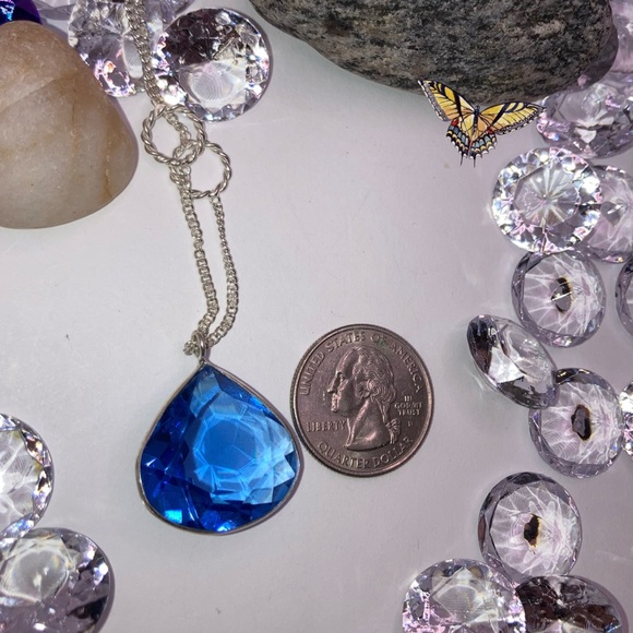 Sparkling London Blue Topaz Fine Pendant Necklace - Picture 4 of 5